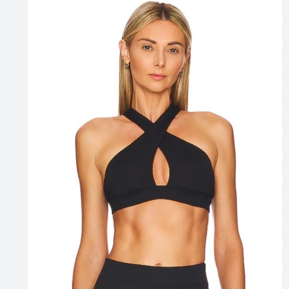ALO Yoga Black Cross-Front Destination Sports Bra